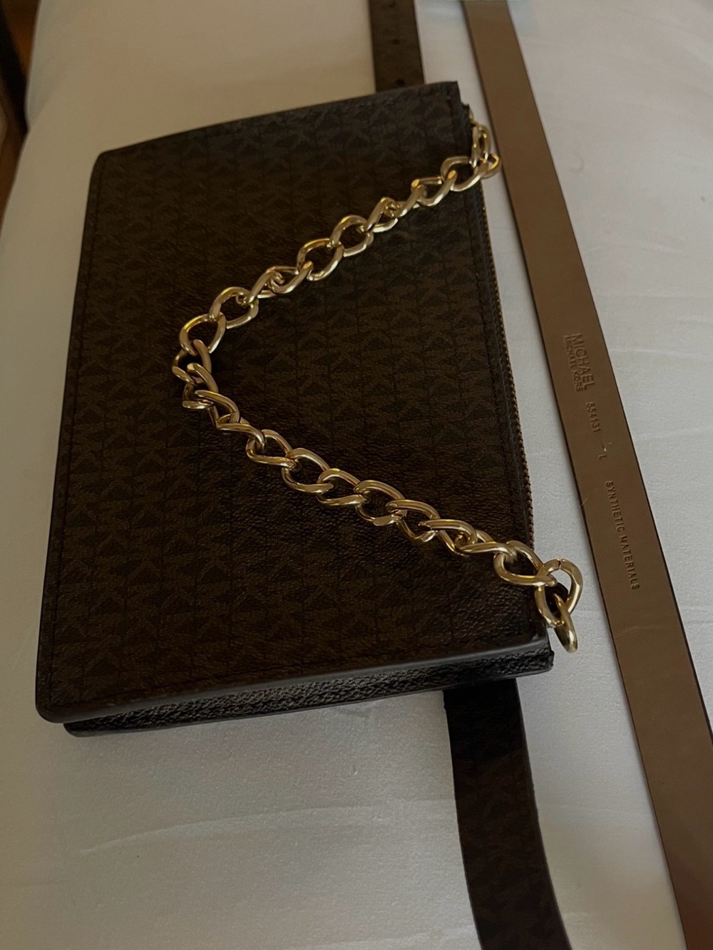 Michael Kors Brown Logo belted wallet, matching belt & gift bag